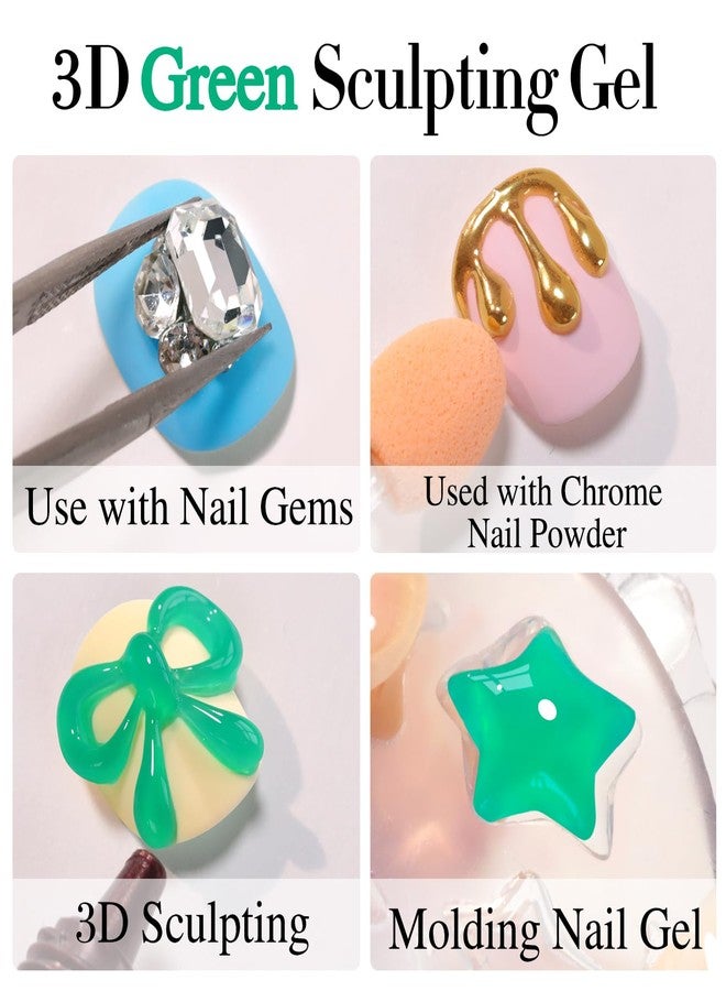Double Rhythm 0.5 Oz 3D Nail Gel Art Sculpting No Wipe for Designs DIY Nail Art for Drawing, Molding,and Decoration (3D Sculpting Gel Green) - Image 4